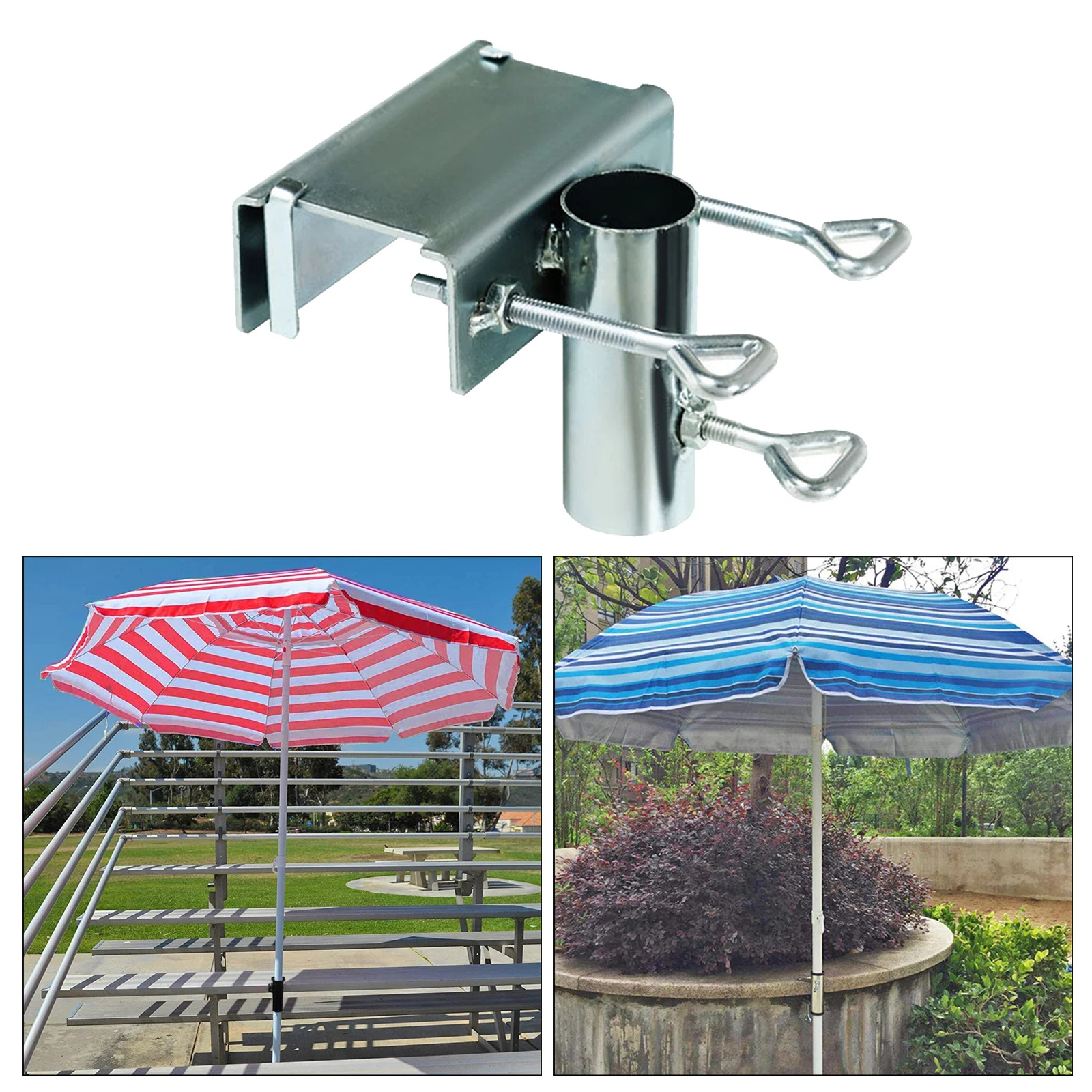 Heavy Duty Patio Umbrella Clamp Bench Deck Umbrella Stand Holder Clip Beach Fishing Umbrella Mount Clamp for Balcony Deck