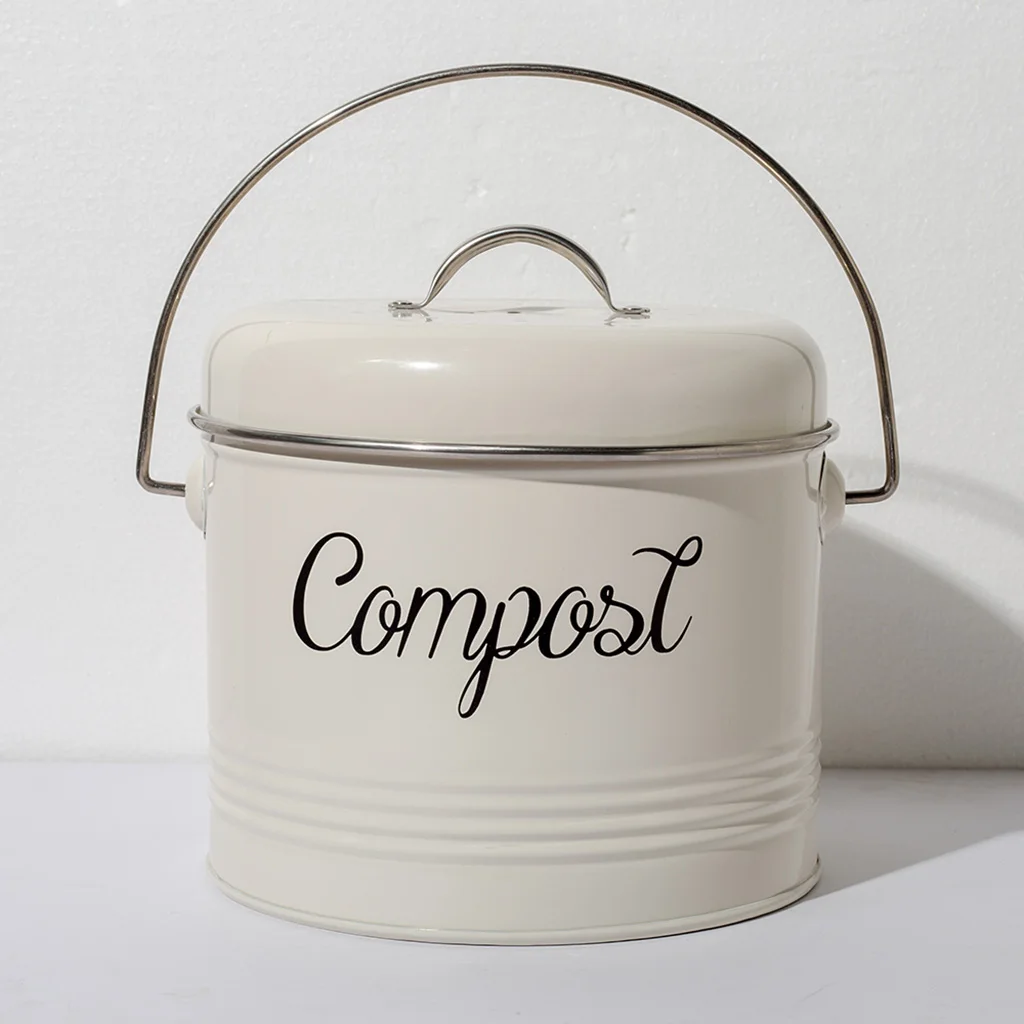 Garden Kitchen Compost Bin Food Wastes Compost Bucket with Lid Coal Filter with Handle for Food Scraps Food Composter