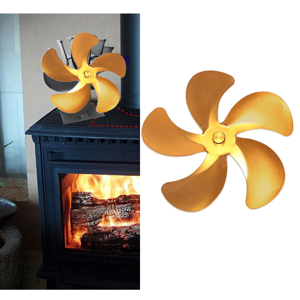 5 Blade Wood   Fan Fireplace Fire Heat Power Saving Eco Fan Replacement