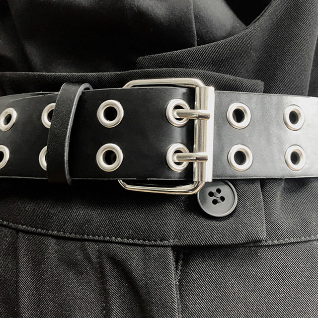 Emo Belts Women | Harajuku Goth Belt | Emo Leather Belts | Black