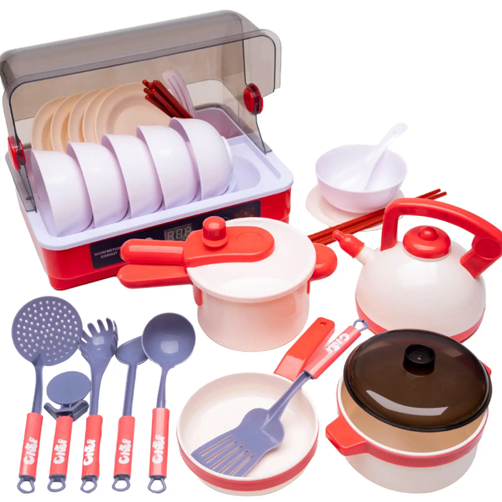 Kitchen Pretend Play Set Utensils Cooking Toy for Girls Boys Toddler Birthday Gifts
