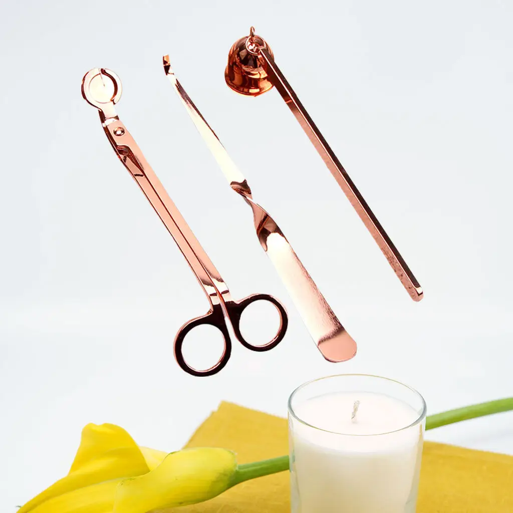 3Pcs/3Set Candle Trimmer Dipper Snuffer Extinguish Tools Kit 3 in 1 Cutter Stainless Steel for Wedding Candle Lovers Gift