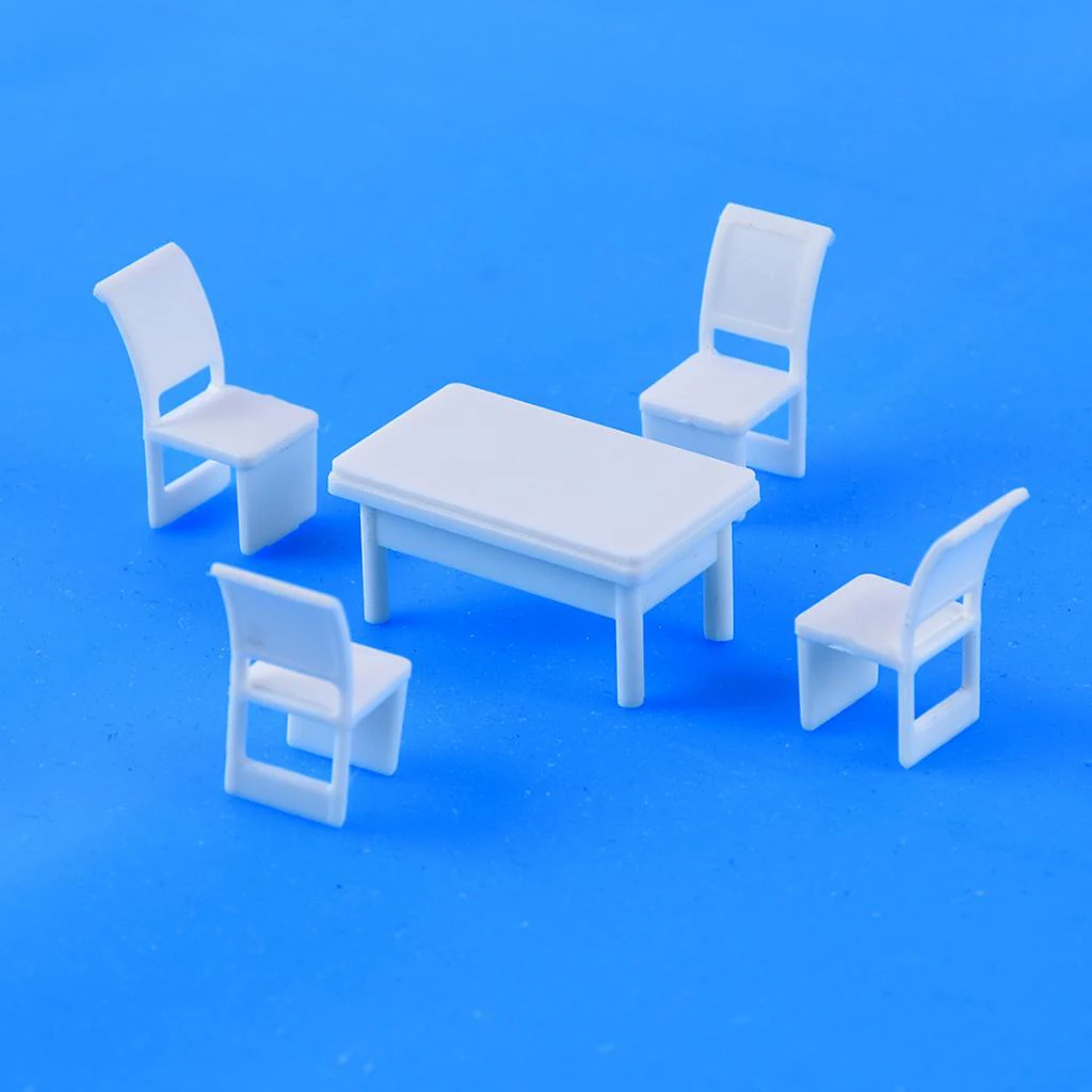 1/75 OO Scale Miniature DIY Home Furniture Desk Table Chair Model Scene Building Accs