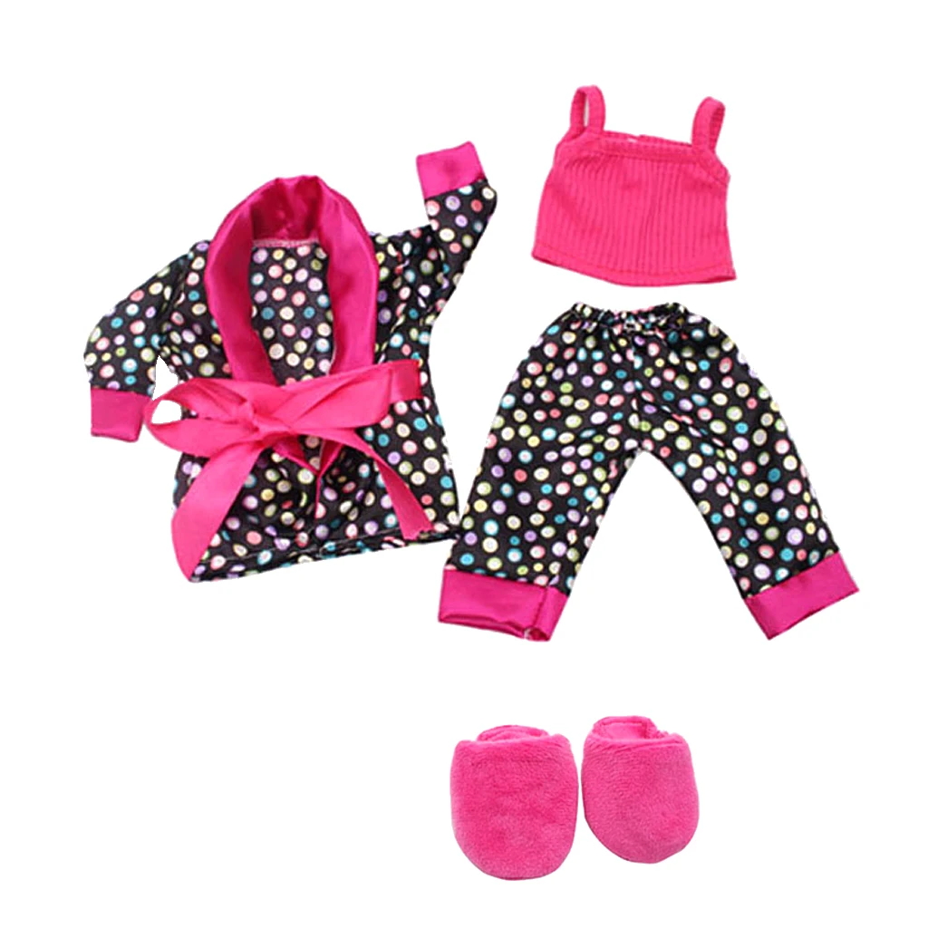 5pcs Clothes Shoes For 18inch American Doll  Dolls Pajamas Set