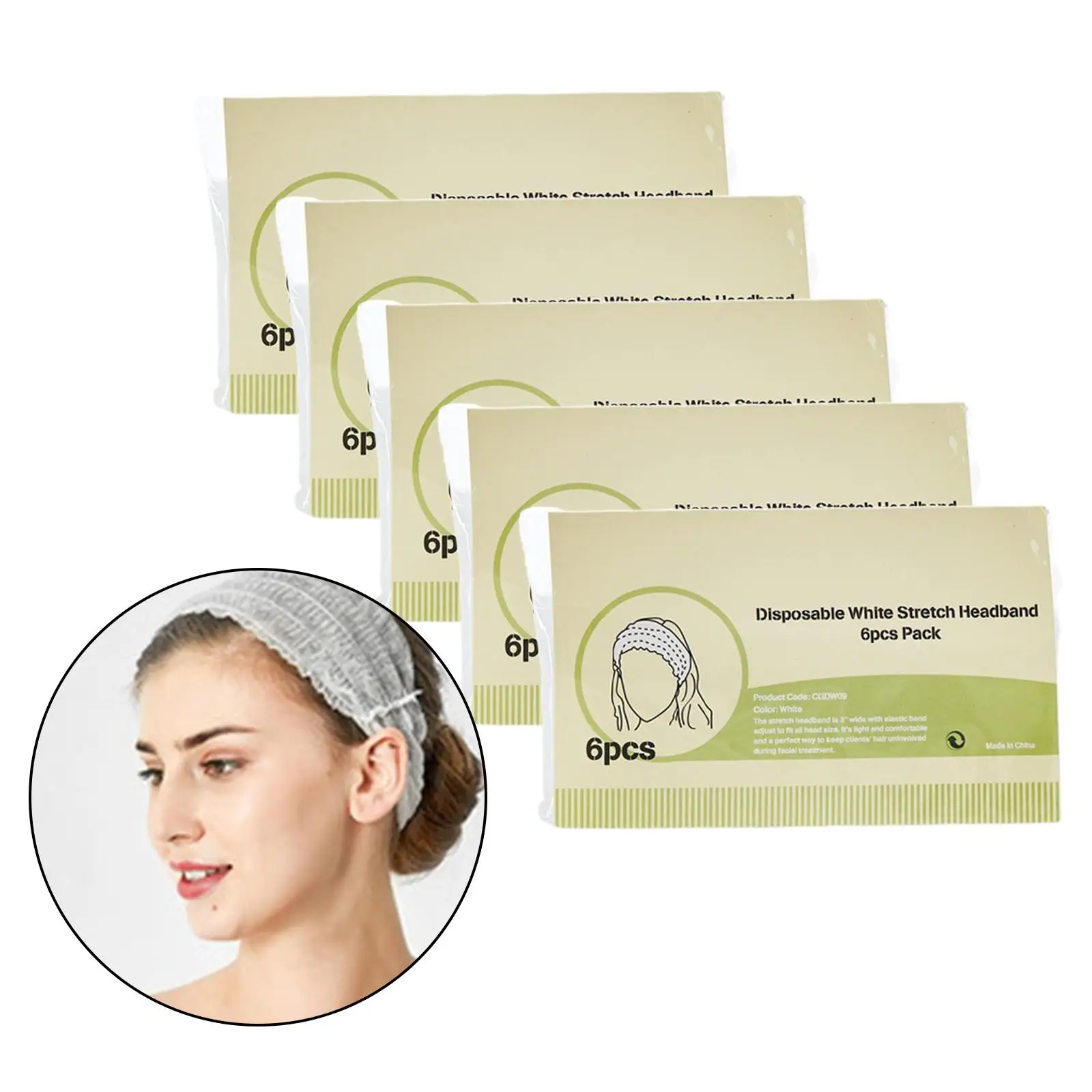 30 Pcs Disposable Spa Headbands Non-woven Salon Head Wraps Hair Band