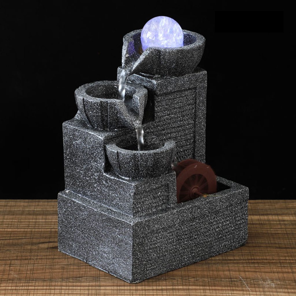 Indoor Water Fountain Waterfall Scene Tabletop Feng Shui Meditation Tabletop Desk Fountain for Home Yoga Office Spa Living Room