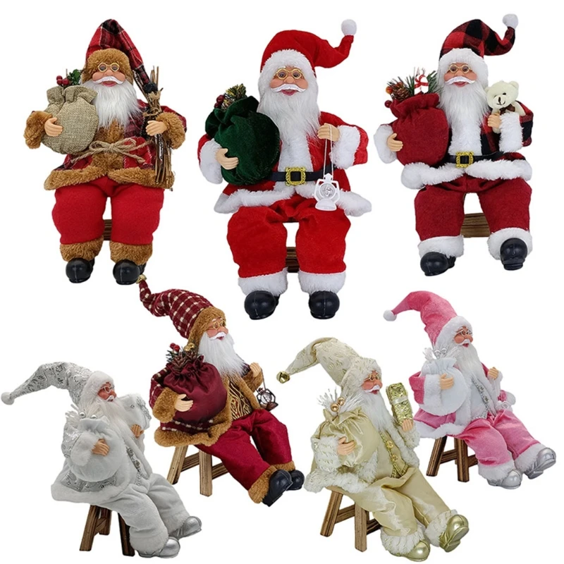 figursitting sentado papai noel figurinhas figura de natal decorações pendurado enfeites de árvore de natal boneca de papai noel brinquedo colecionável