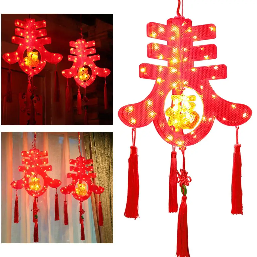 Red Spring Festival Lanterns LED Lights Hanging Pendant Chinese Lanterns for Party Outdoor Indoor Holiday Lantern Festival Decor