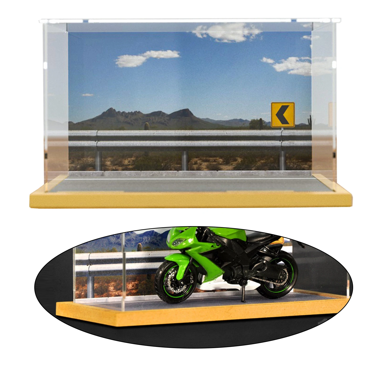 Acrylic DIY 1/18 Scale Motorcycle Model Display Case Parking Space Garage
