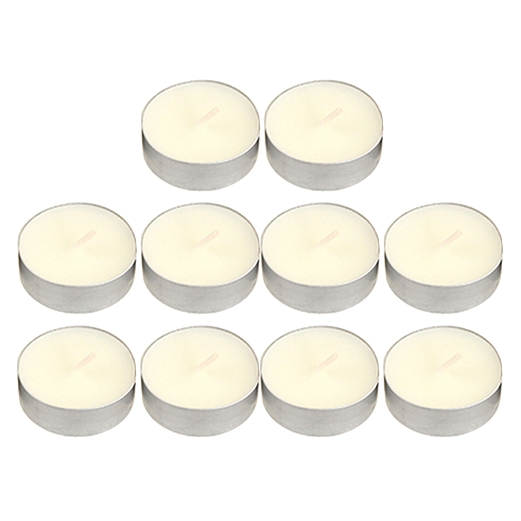 10x Smokeless Round Tealight Candles W/ Aluminum Case For Birthday Party 3.5x1cm
