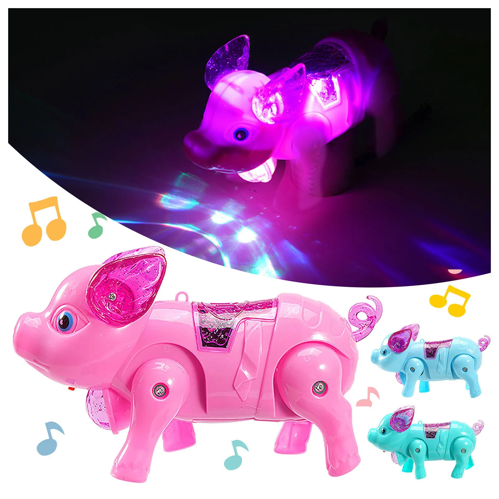 NEW Electric Pets Leash Pig Singing Walking Match Pig Kids Toy Running Lights 
