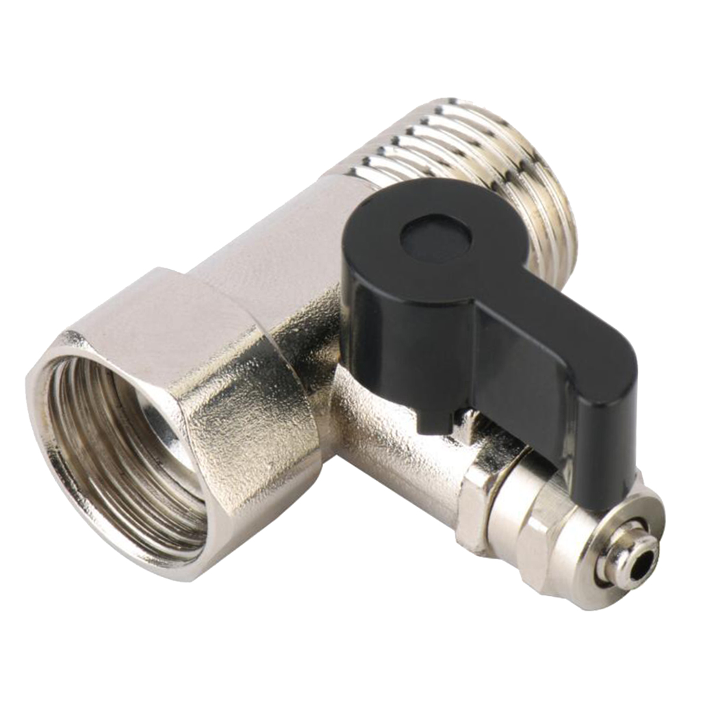 Nickel Plated 1/2'' to 3/8'' Ball Valve Faucet Tap Shut-off Switch Tee Union