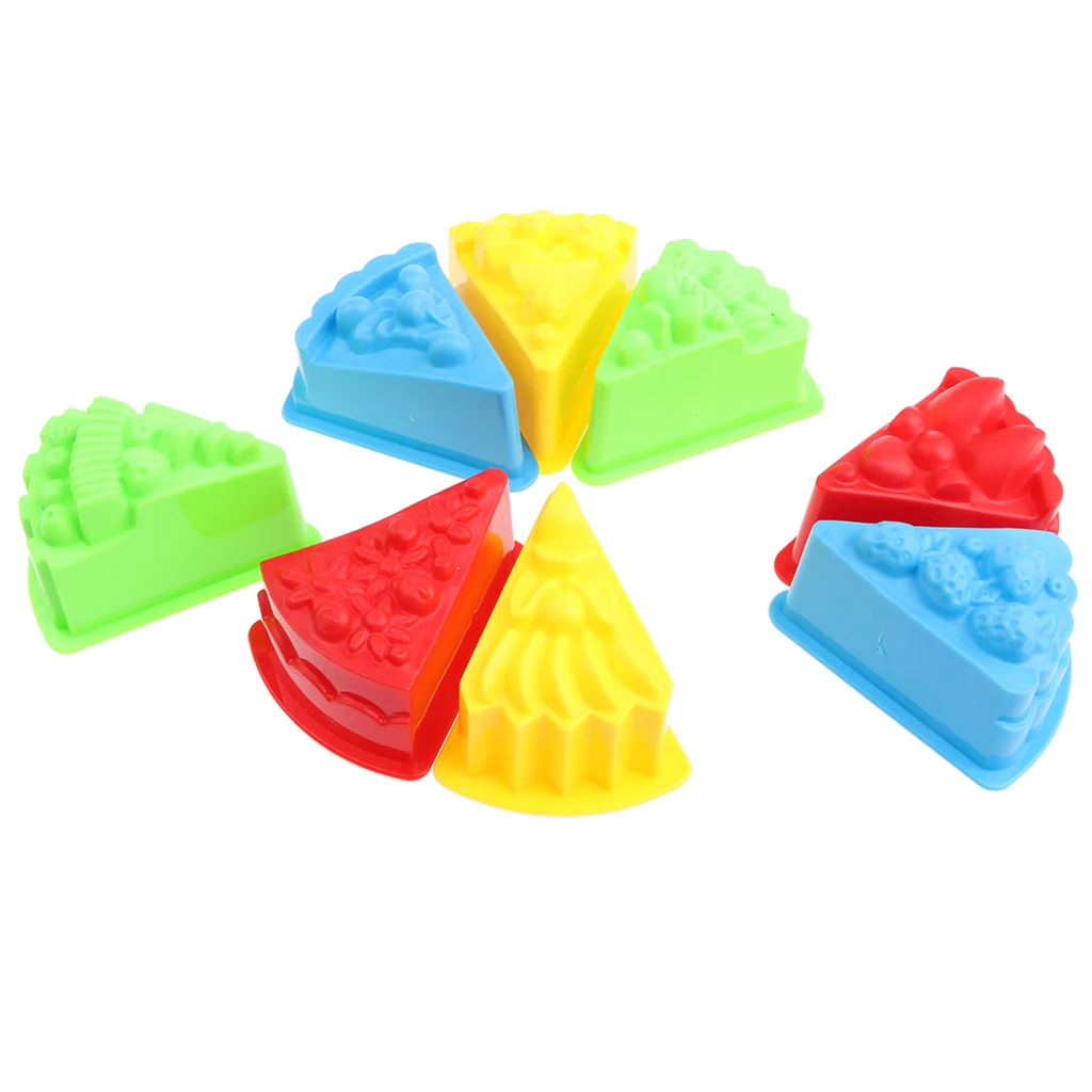 Colorful Cake Mold Sand Toy Children Plastic Summer Toy Pretend Play Game Props Pack of 8