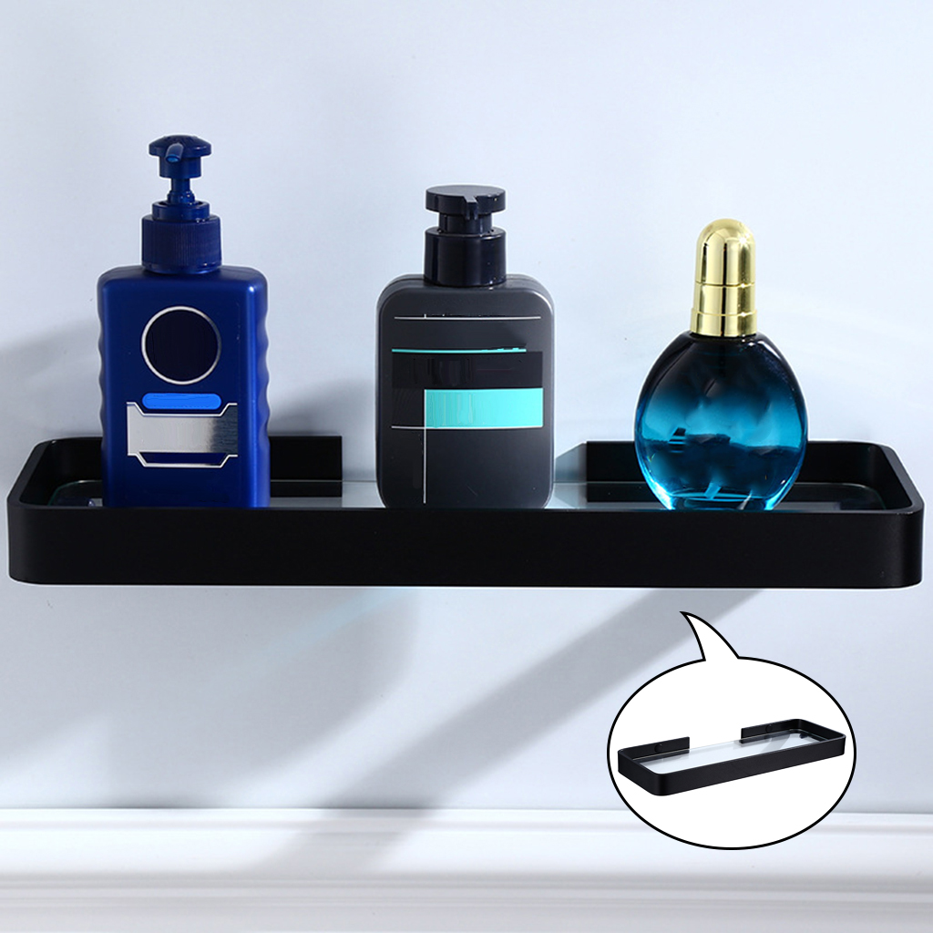 Tempered Glass Bathroom Shelves Wall Mount Storage Rack Space Aluminum New