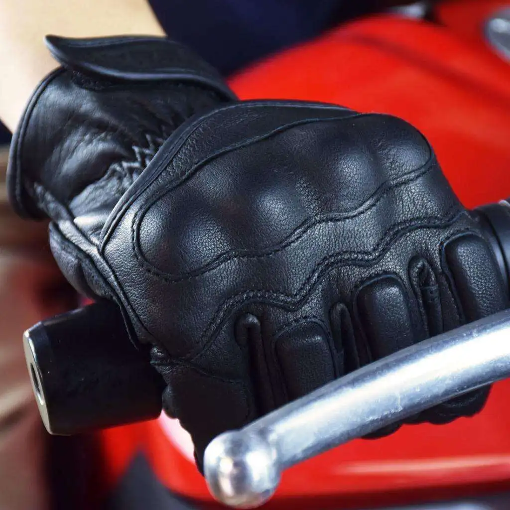 Touch Screen Leather Motorcycle Full Finger Gloves Motorbike Racing Moto