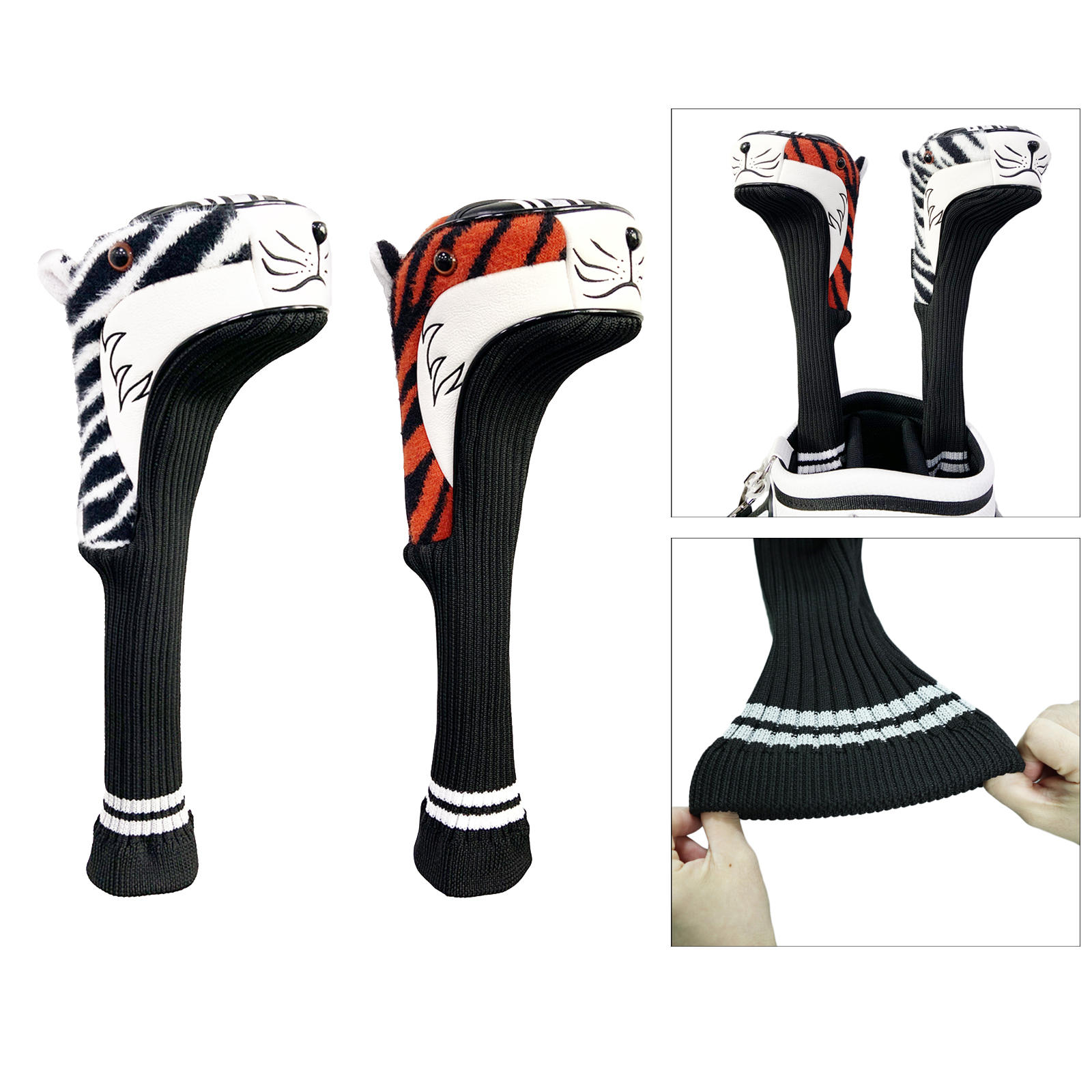 Golf Club Head Cover Golfer Gift 460Cc Animal Head Tigers Long Neck Driver Head Cover