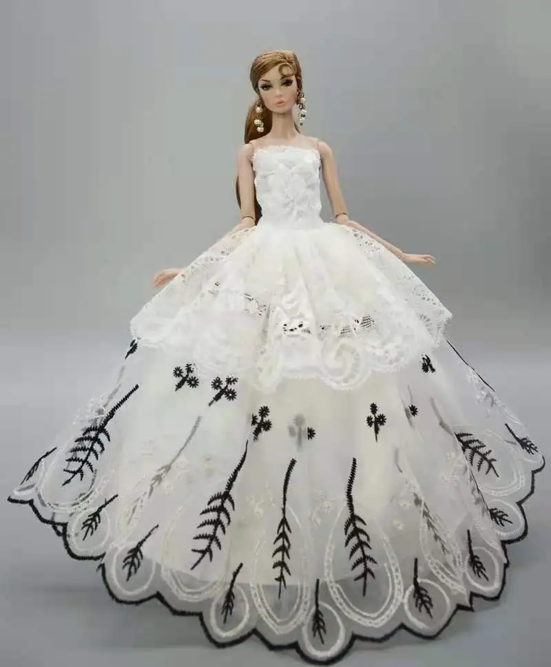 White Lace Princess Dress for 11.5" Doll Outfits for Blythe Doll Clothes 1/6 Toy