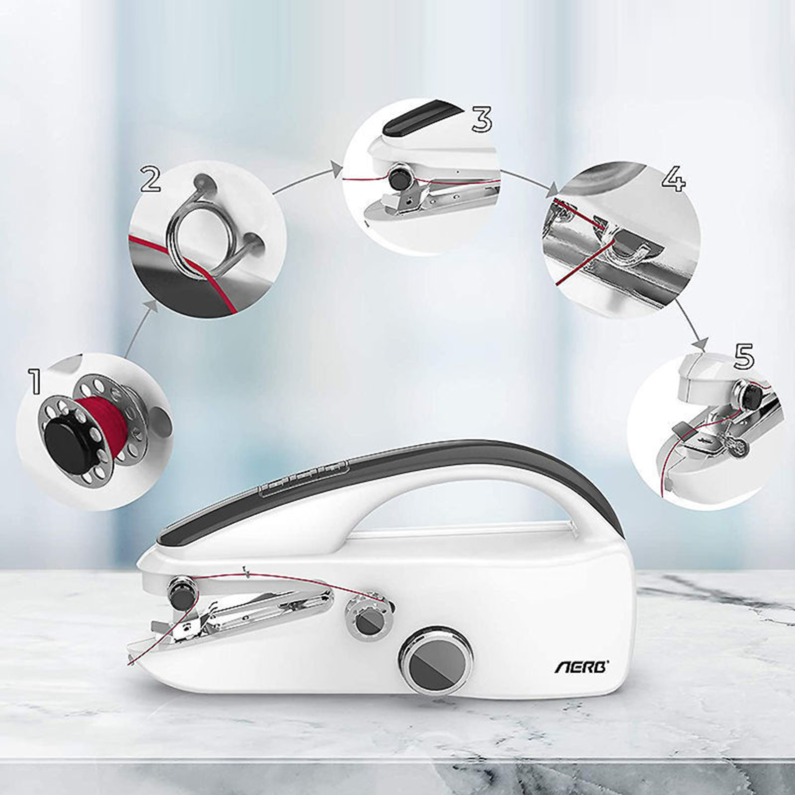 Handheld Mini Electric Sewing Machine Single Speed Adjustment With Light Household Portable Needlework Handheld Sewing Machine