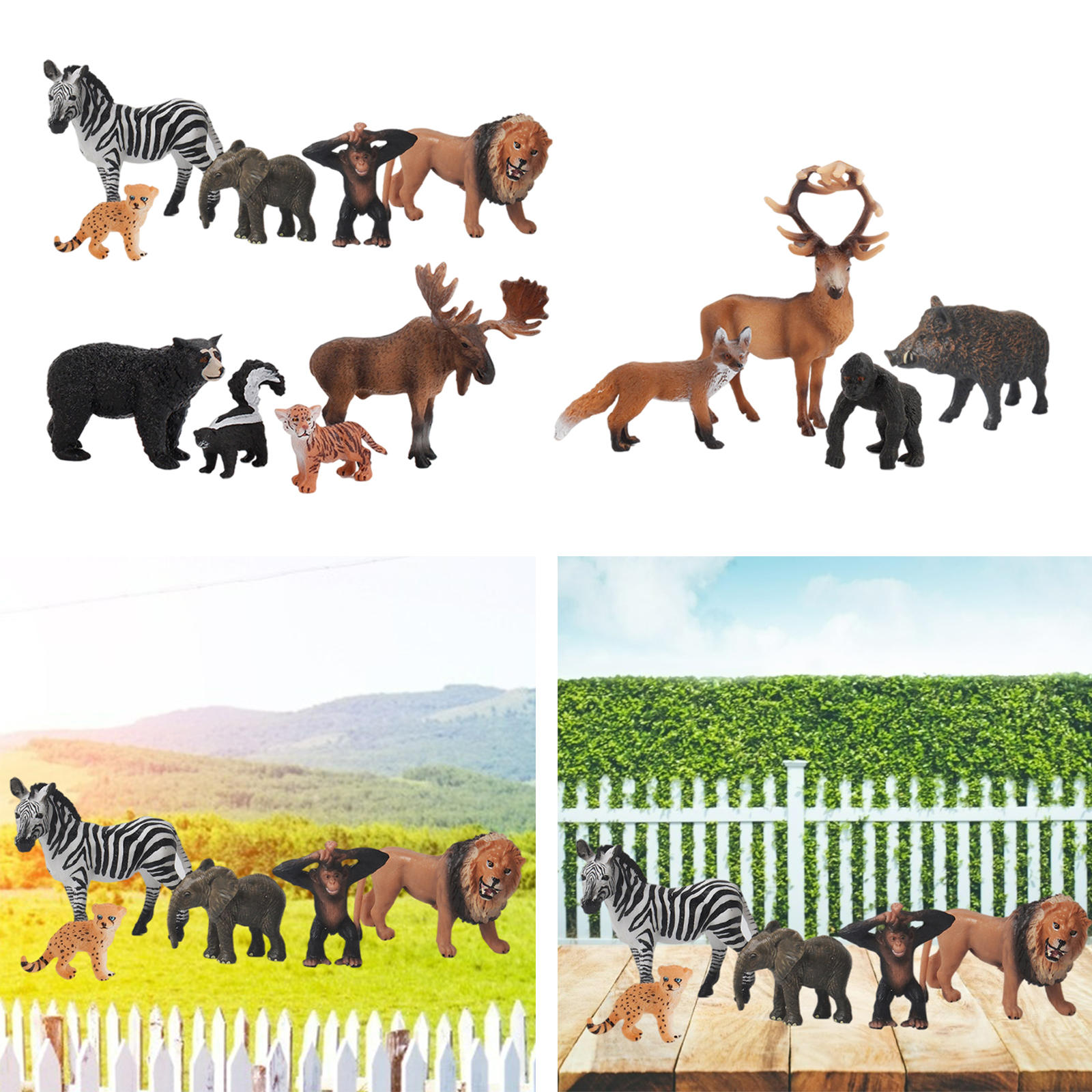 Wild Animal Model Painted Educational Collection Educational Kit Lion Elk Little Leopard Wild Boar Honey Badger Kids