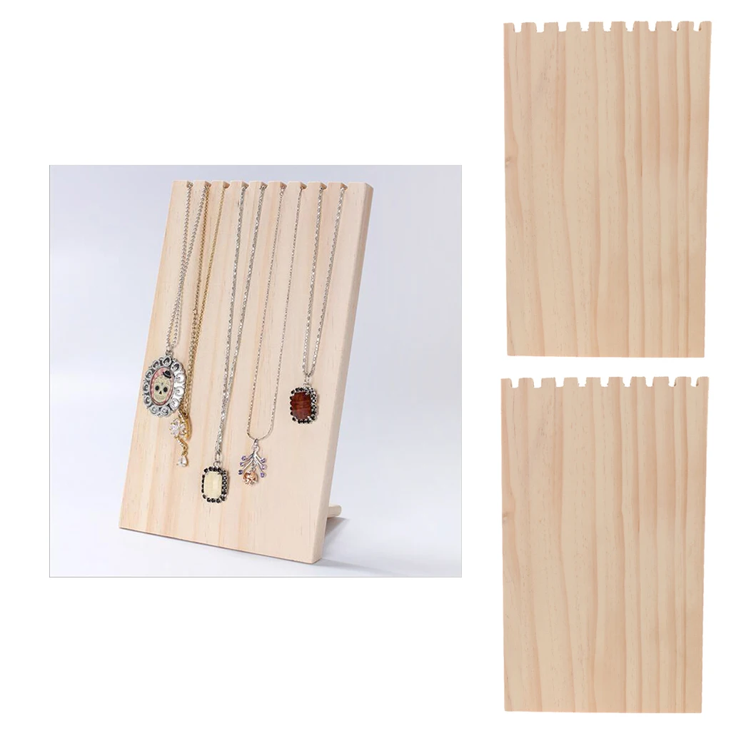 2x Wood Jewelry Display Hanging Rack Stand Pendant Necklace Organizer Holder