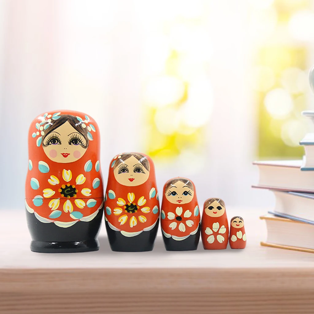 Pack of 5 Hand Painted Russian Nesting Dolls Matryoshka Nested Toy Gift Christmas Mother`s Day Home Decor Halloween