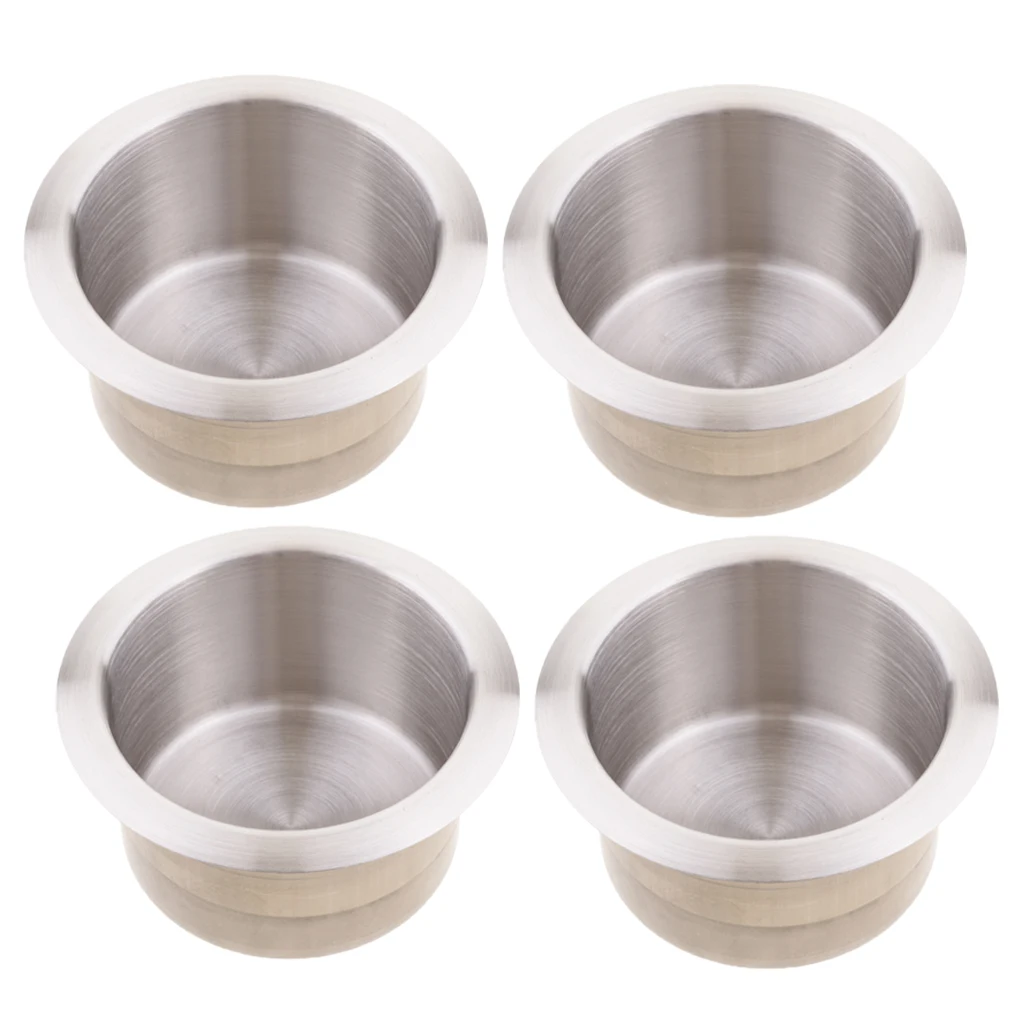 4pcs 85mm Marine Boat RV Cup Drink Water Holder Support Built-in Rust Proof Stainless Steel Recessed Cup Drink Holder 