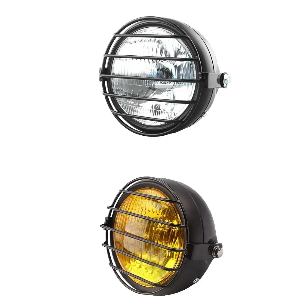 Retro Motorcycle Headlight with Grille Cover for CG125 GN125 High performance correct curved lens Head light with grill cover
