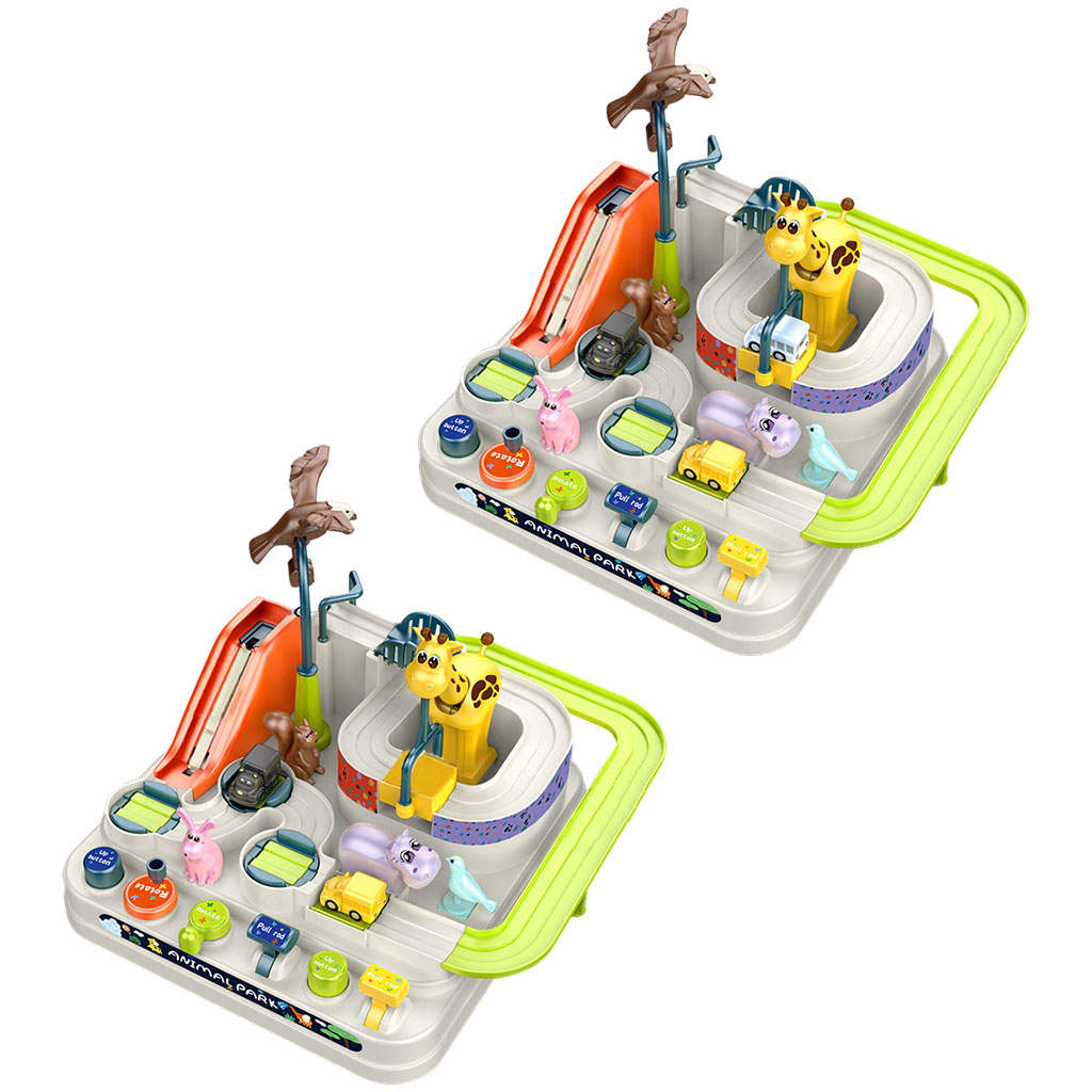 Kids Puzzle Race Tracks Car Adventure Toy Car Sliding Track Toy Playset Animal Park Adventure Track for Kids Boys Girls Toddlers