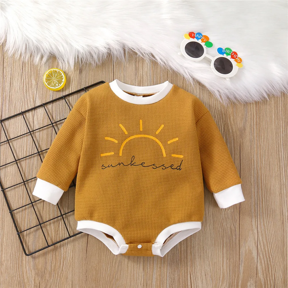 Cute Infant Baby Girls Romper 2021 Baby Autumn Rompers Toddler Infant Boys Girls Sun Print Knitted Long Sleeve Pullover Rompers Loose Jumpsuits Casual Clothes Baby Bodysuits are cool