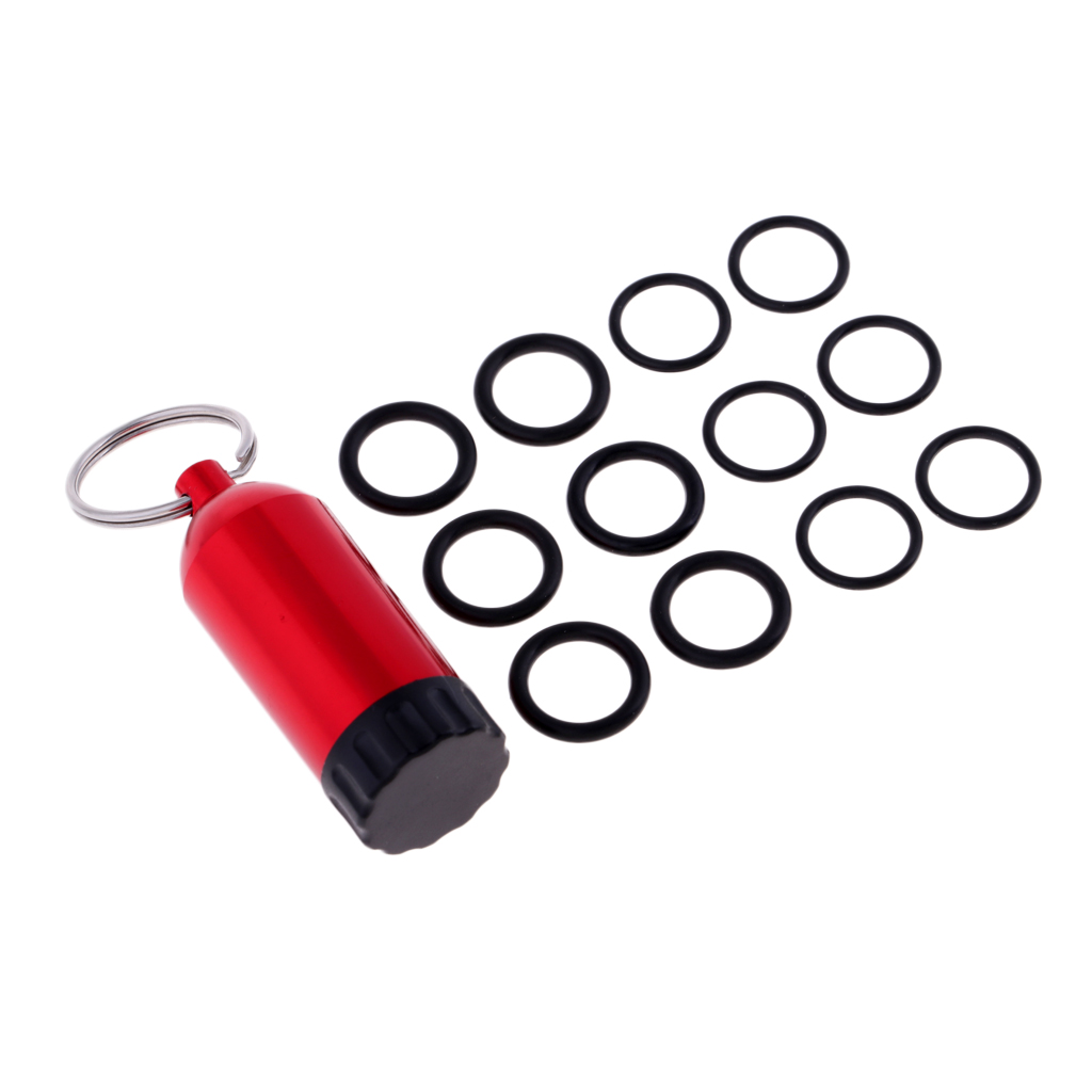 Functional Mini Aluminum Scuba Snorkeling Diving Tanks with 12 O Rings Brass Pick Dive Key Ring for Underwater Emergency Access