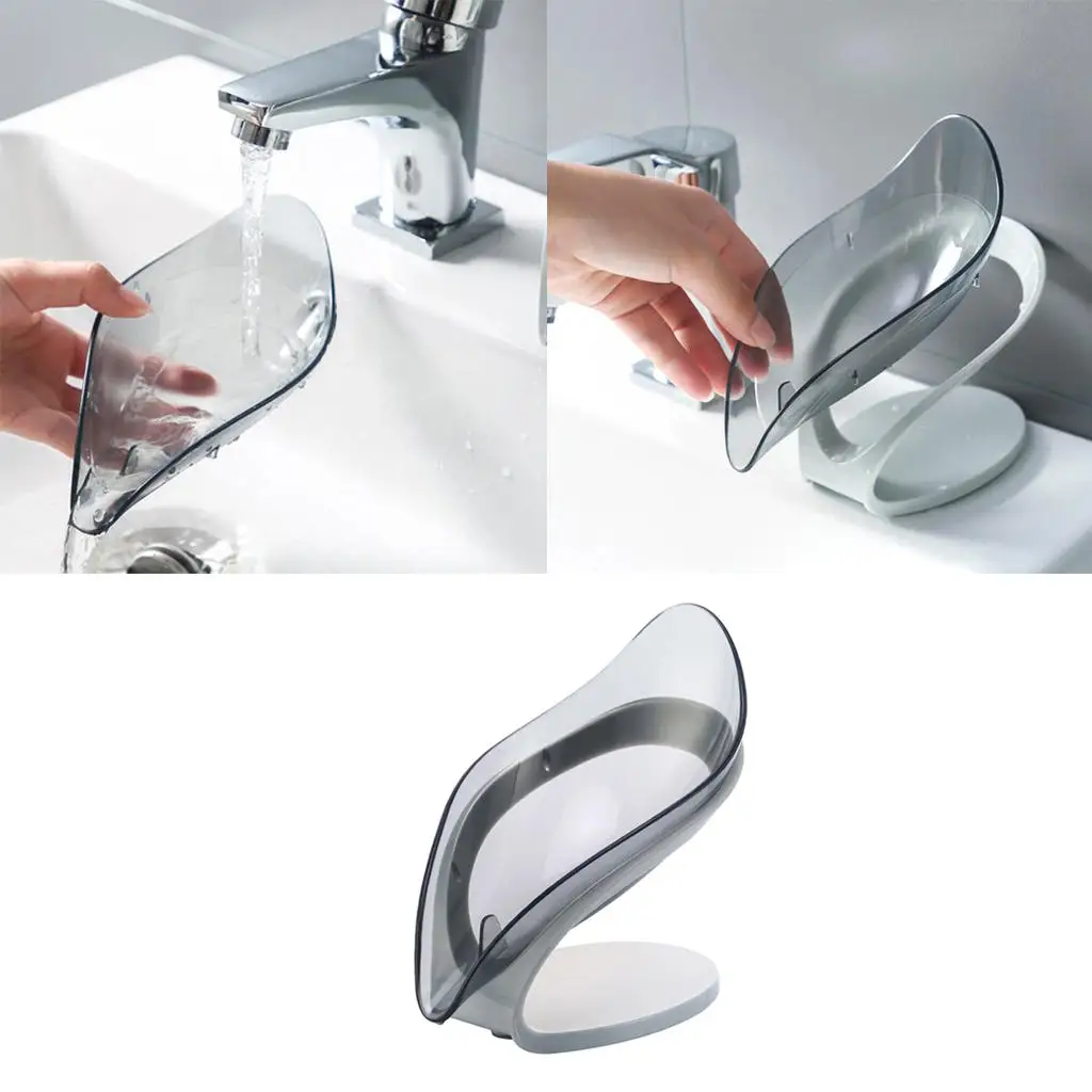 Clear Plastic Soap Tray Bathroom Soap Dish Kitchen Sponge Holder Box Self-Draining Soap Container for Kitchen Bathroom