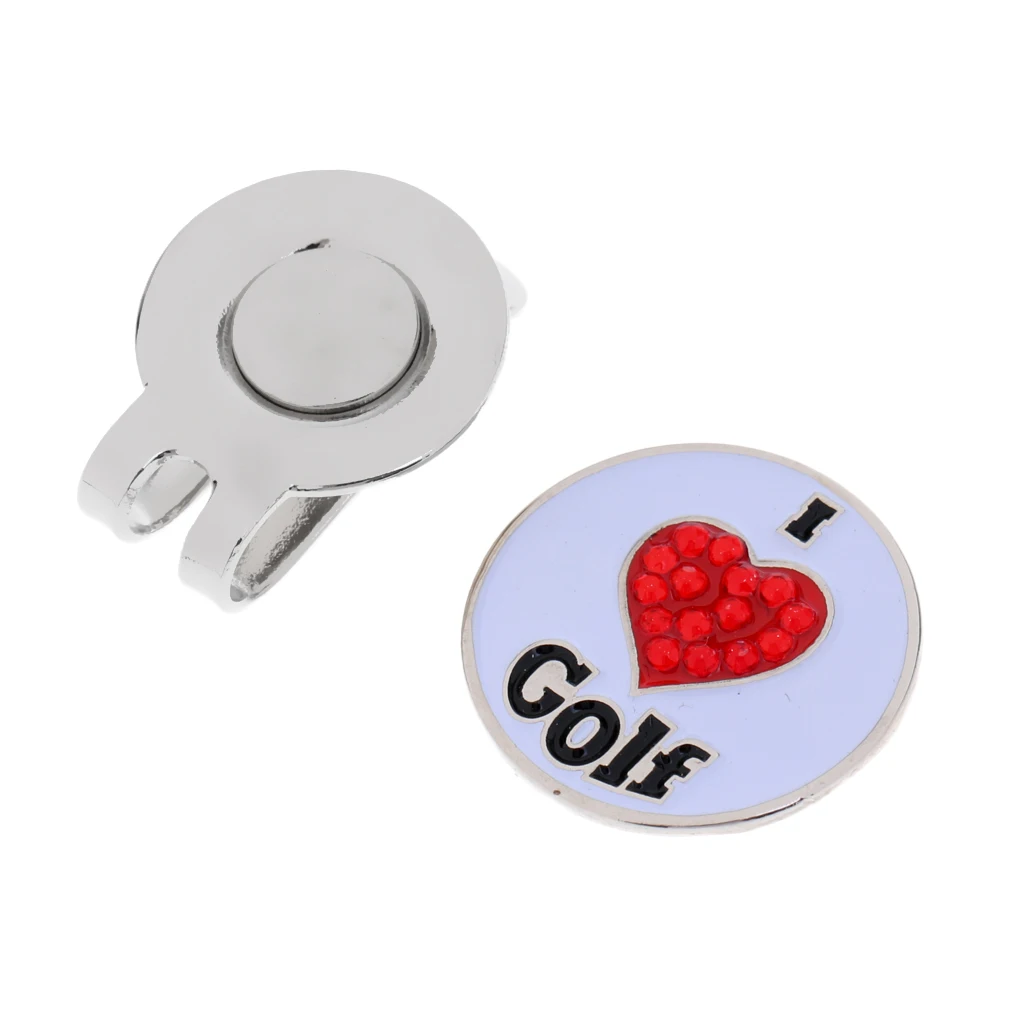 prettyia Golf Hat Clip with Detachable Golf Ball Marker Heart Pattern Gift