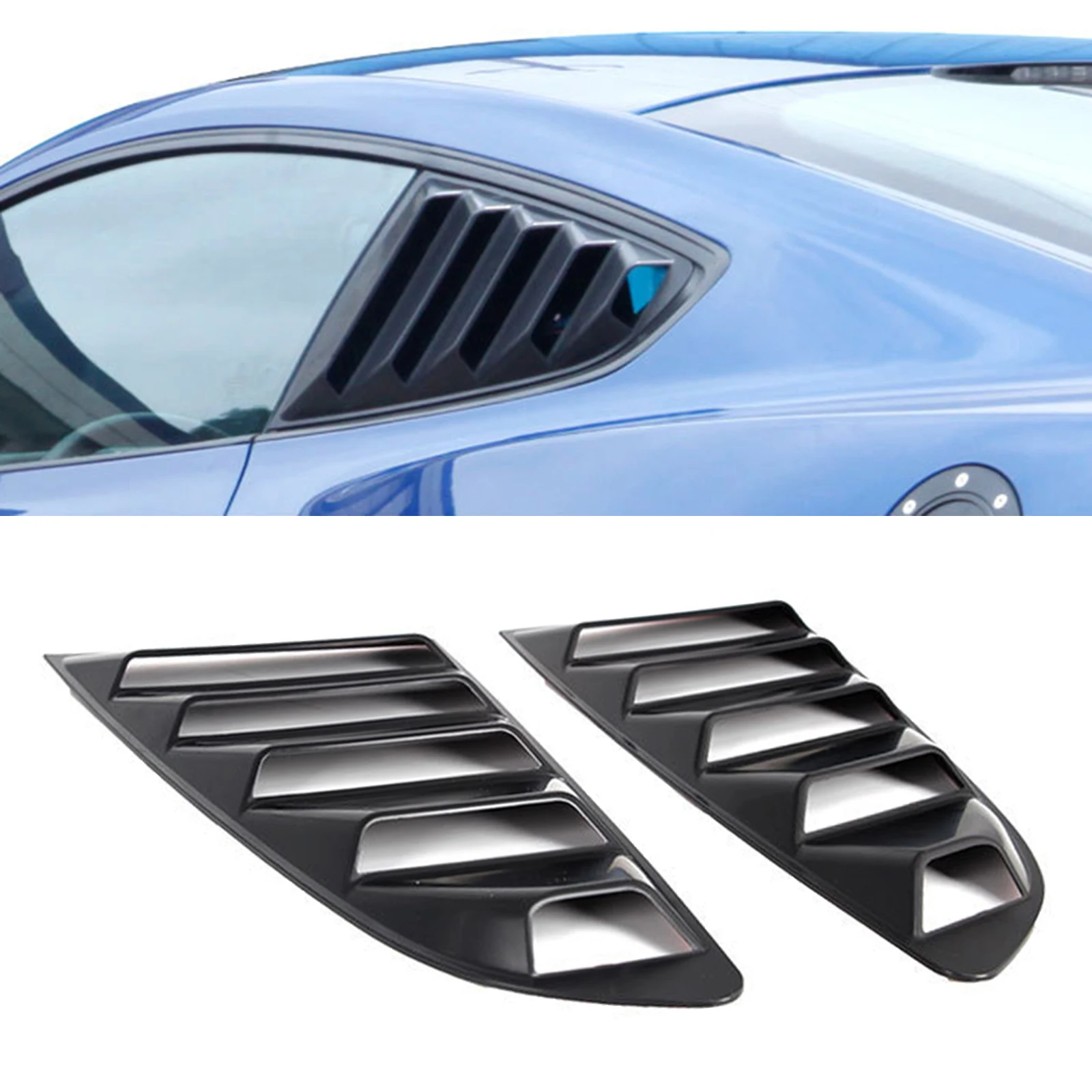 Rear Quarter Window Louvers Scoops Spoiler Car Tunning Panel Side Air Vent Cover for Ford Mustang 2015-Present