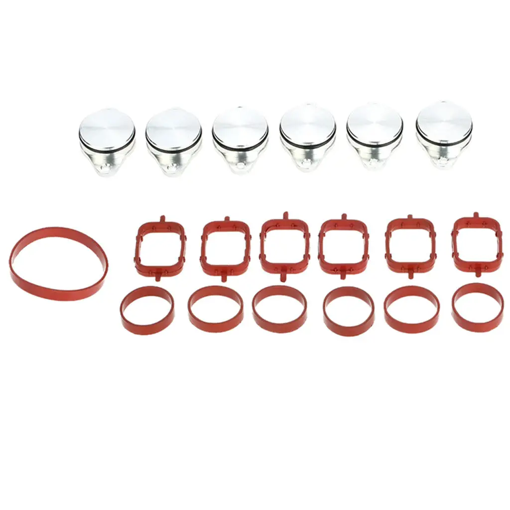 6pcs 33mm  Swirl Flap Blanking Kit With ManIfold Gasket For BMW E57 E39 E38 E53