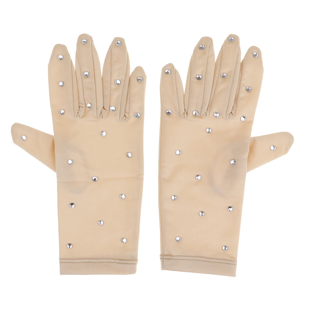 Ice Figure Skating Gloves with Rhinestones for Women Girls, 4 Sizes (Comes with Some Spare Rhinestones for Replacement)