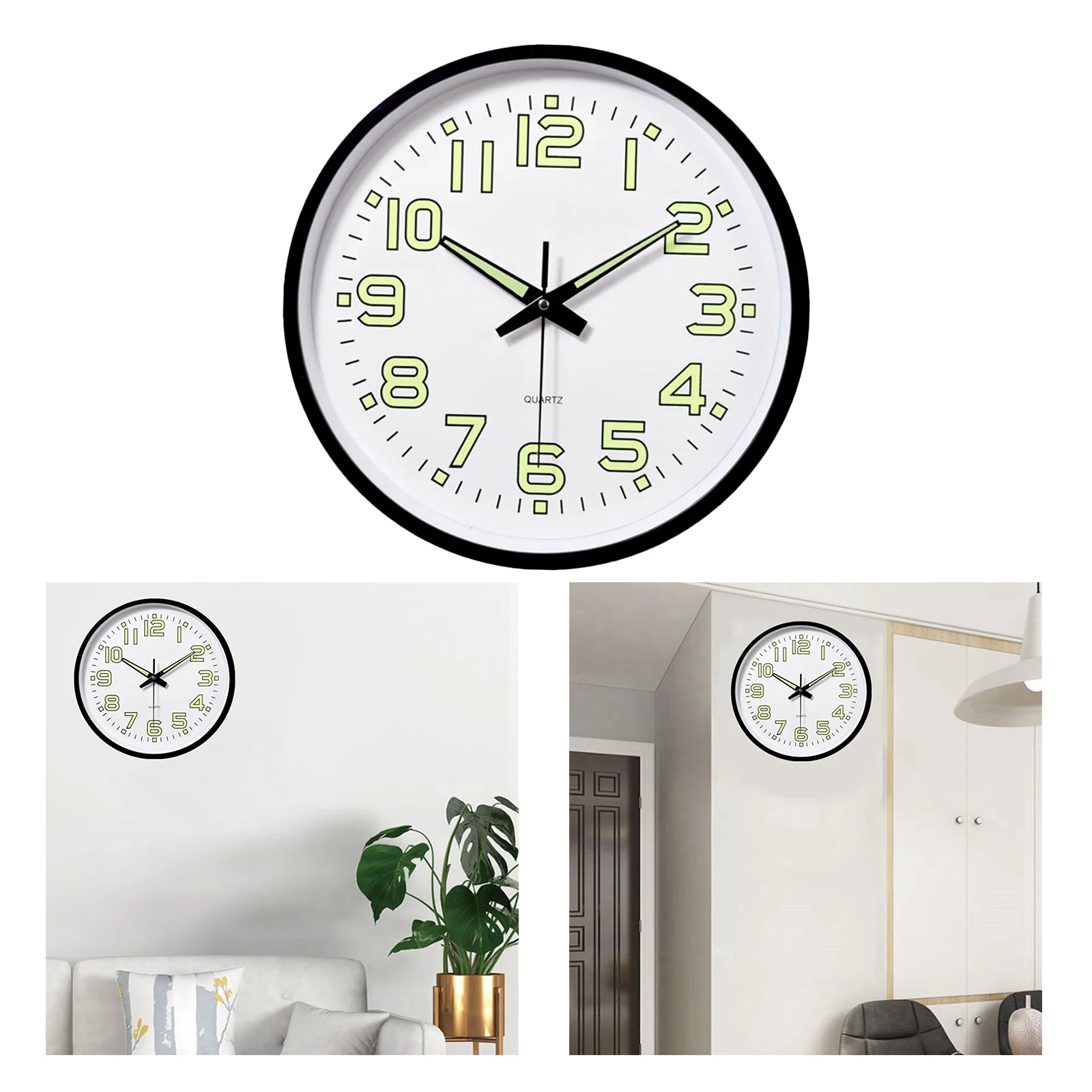 12 Inch Luminous Minimalist Wall Clock Night Lights Round Wall Clock Decorative Wall Clock Home/Office/Classroom/School Clock