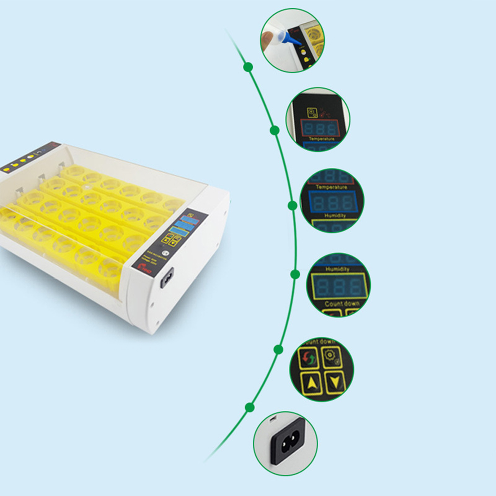 24 Digital Incubator Hatcher Automatic Egg Turning for Hatching Duck Goose