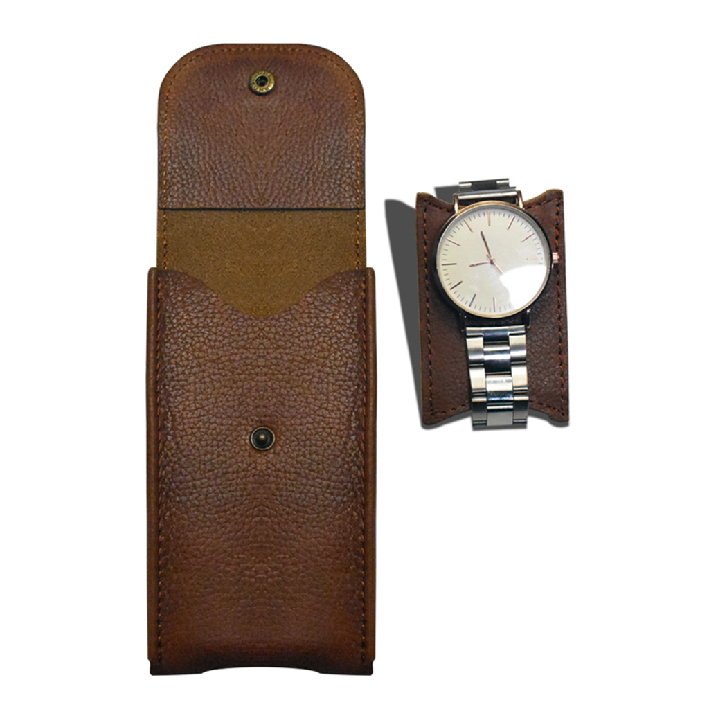 PU Leather Watch Pouch Pocket Watch Storage Case with Snap Button