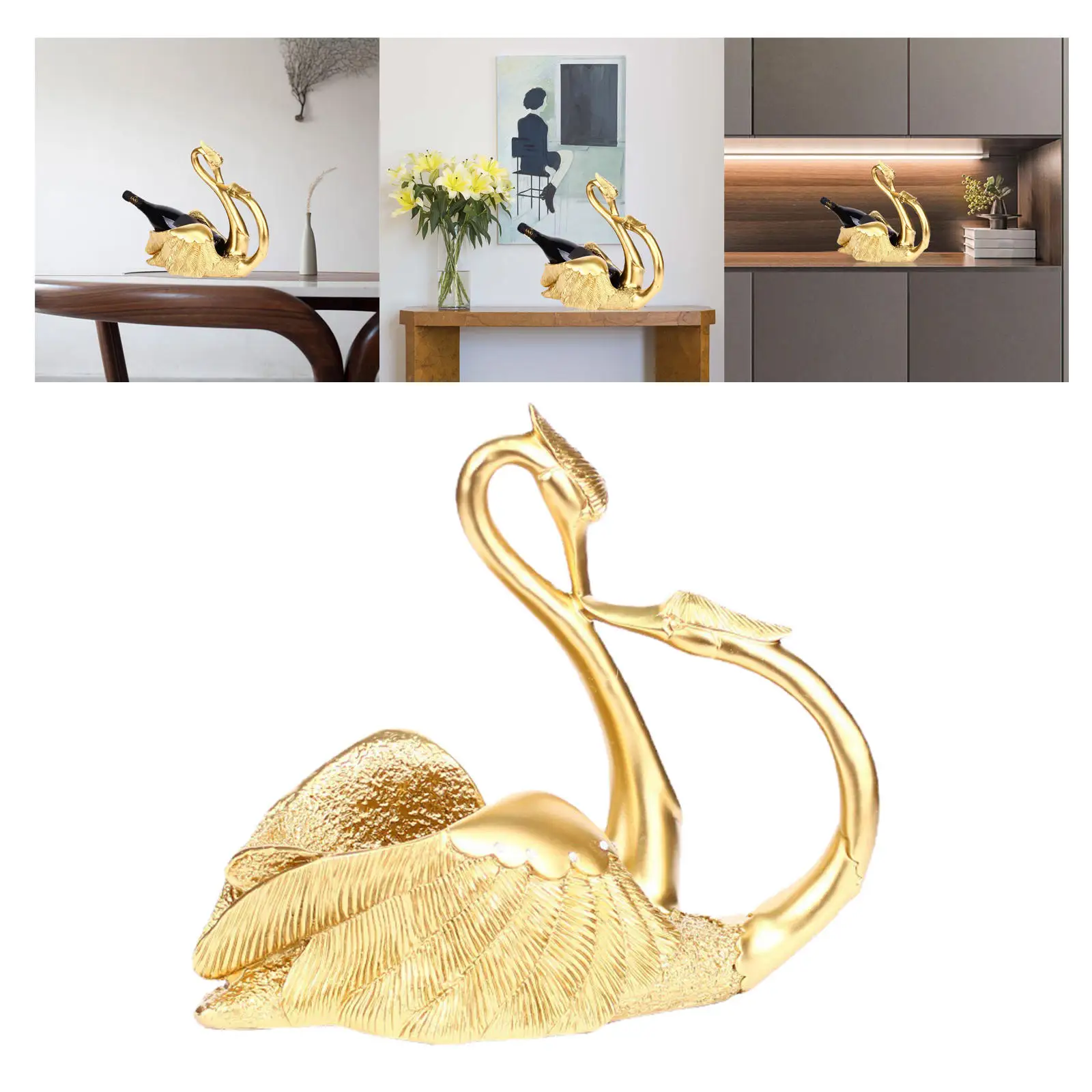 European Swan Wine Rack Desktop Figure Swan Figurine Centerpiece Ornament for Bar Office Cafe Decoration Valentine`S Day Gifts