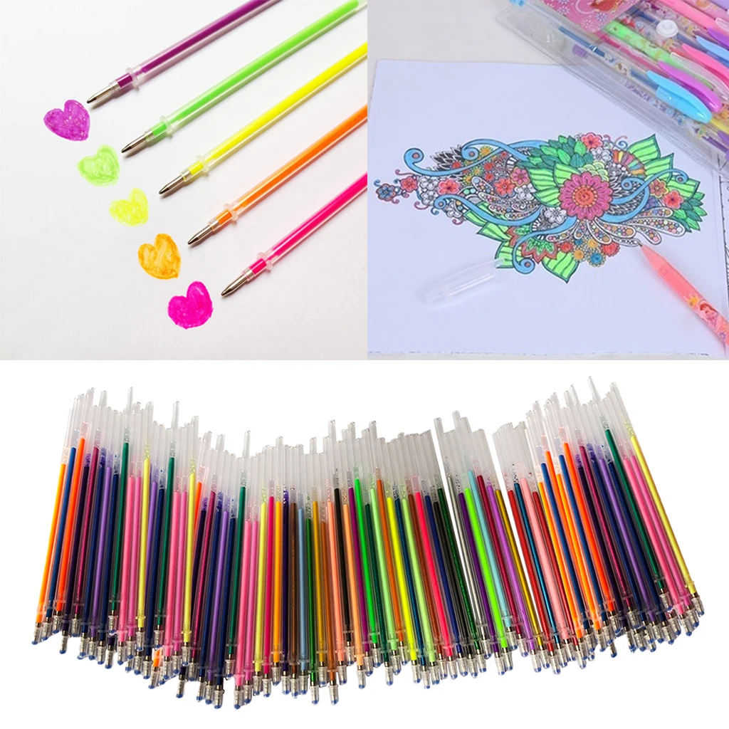60/100 Color Gel Pen Refills Highlighter Pastel Fluorescence Neon Pen Ink Refills for Scrapbooking, Drawing , DIY Card Making