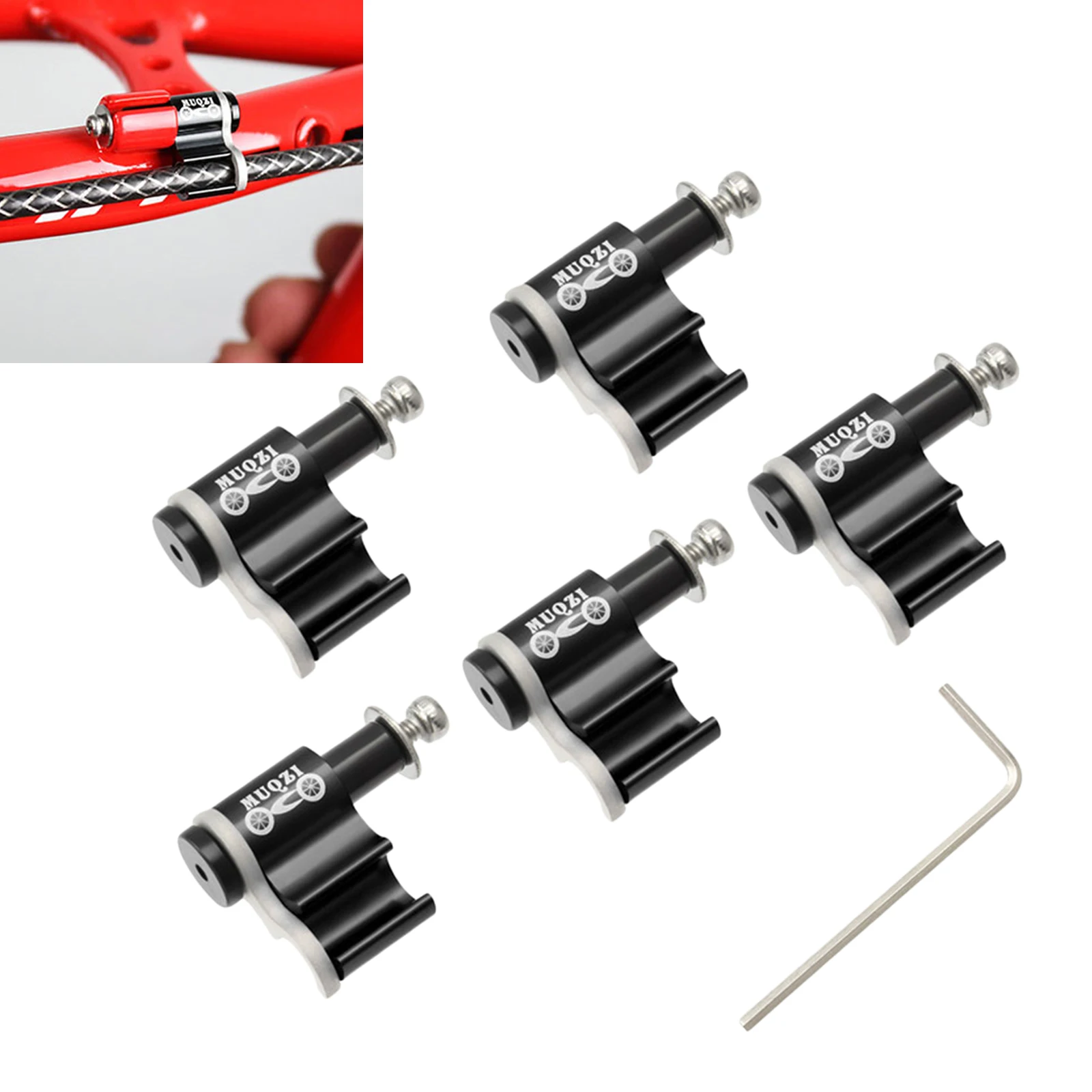 5pcs Aluminum Alloy Bike Cable Clips Brake Cable Housing Clip Bicycle Cable Hose Guide Clamps for Brake Derailleur Cables