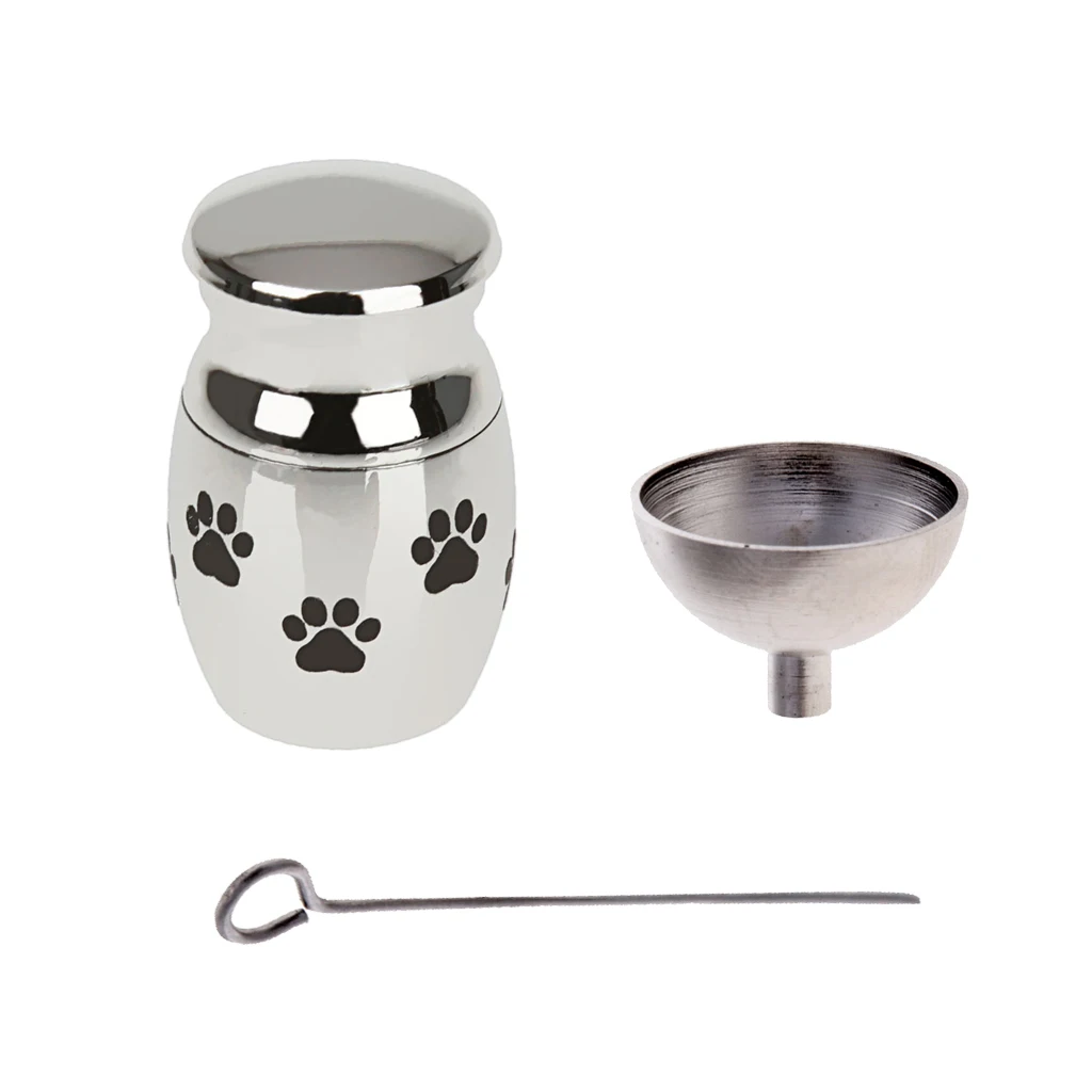 Small Cremation Memorial Keepsake Urn Ash Holder Container Jar( Printed) + Stainless Steel Mini Funnel Filler Kit for Gifts