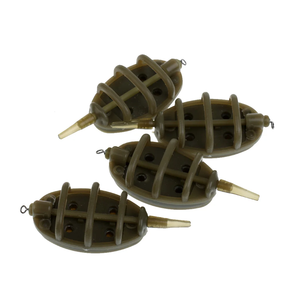 Fishing Method Feeders Set 15g 20g 25g 35g Carp Fishing Bait Cage - 4 Feeders with Mould