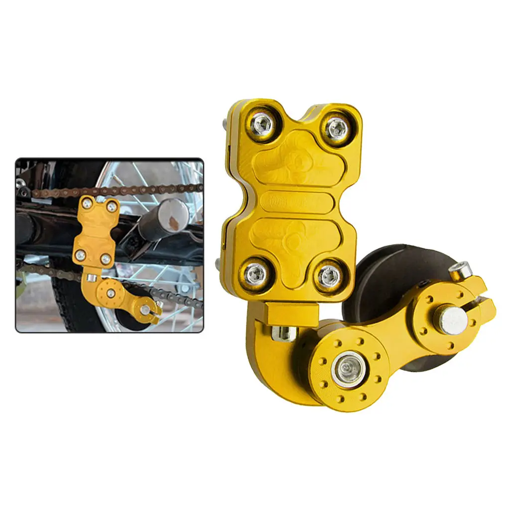 Universal Motocycle Chain Tensioner Roller Yellow Aluminum Alloy Chain Adjuster