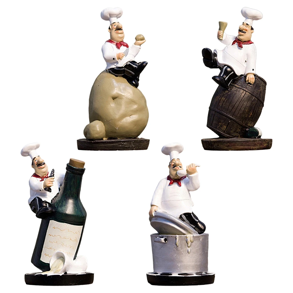 Resin Chef Figurine Statue Country Home Kitchen Restaurant Bar Decor Gift