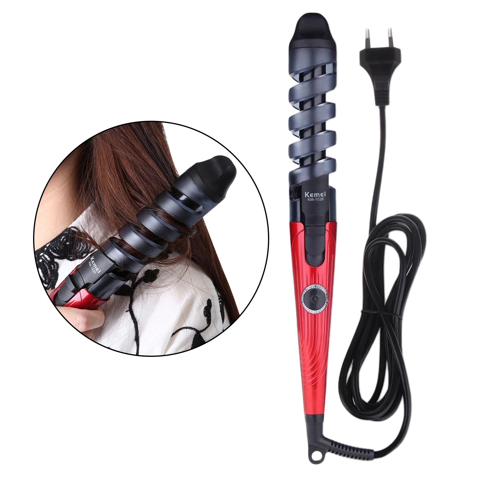 Pro Heating Hairdressing Hair Curlers Curling Wand Rod for All Hair Types Adjustable Temperature Spiral Hair Curling Iron