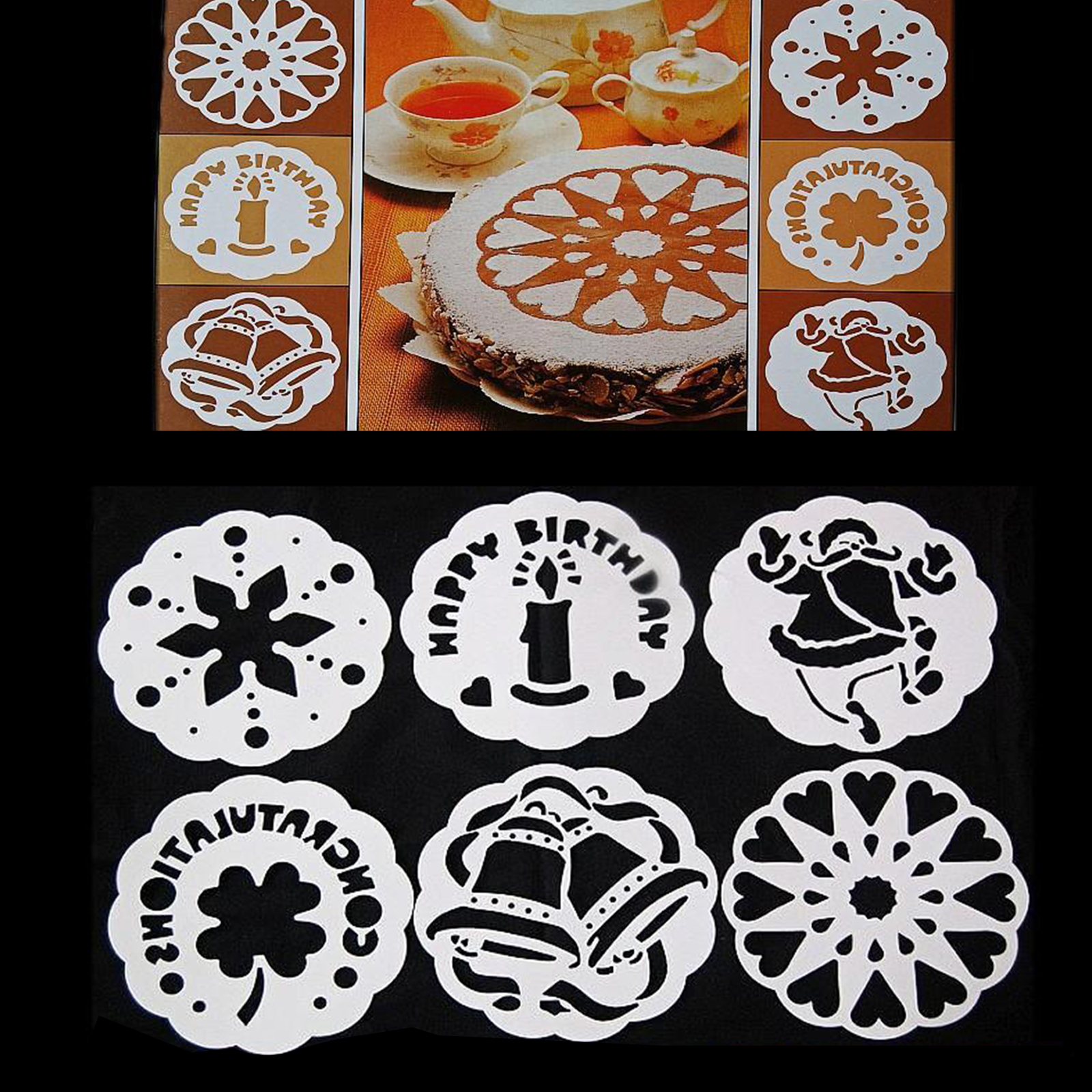 6x Flower Snowflake Cake Stencils  Mold Baking Decoration Tool