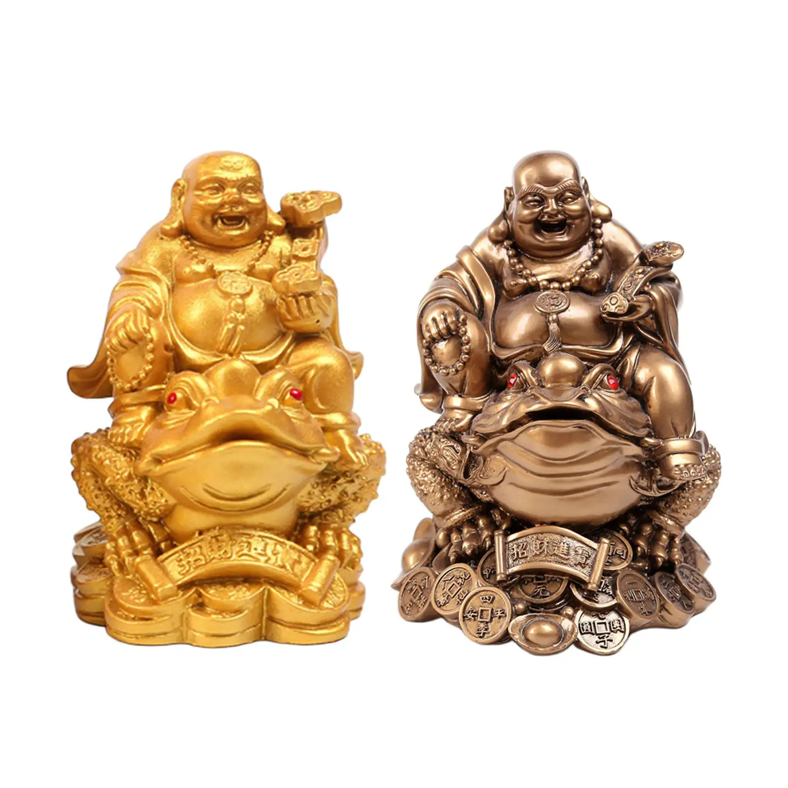 Laughing Buddha Chinese Golden Frog Toad for Feng Shui Ornament Home Marriage Anniversary Housewarming Birthday