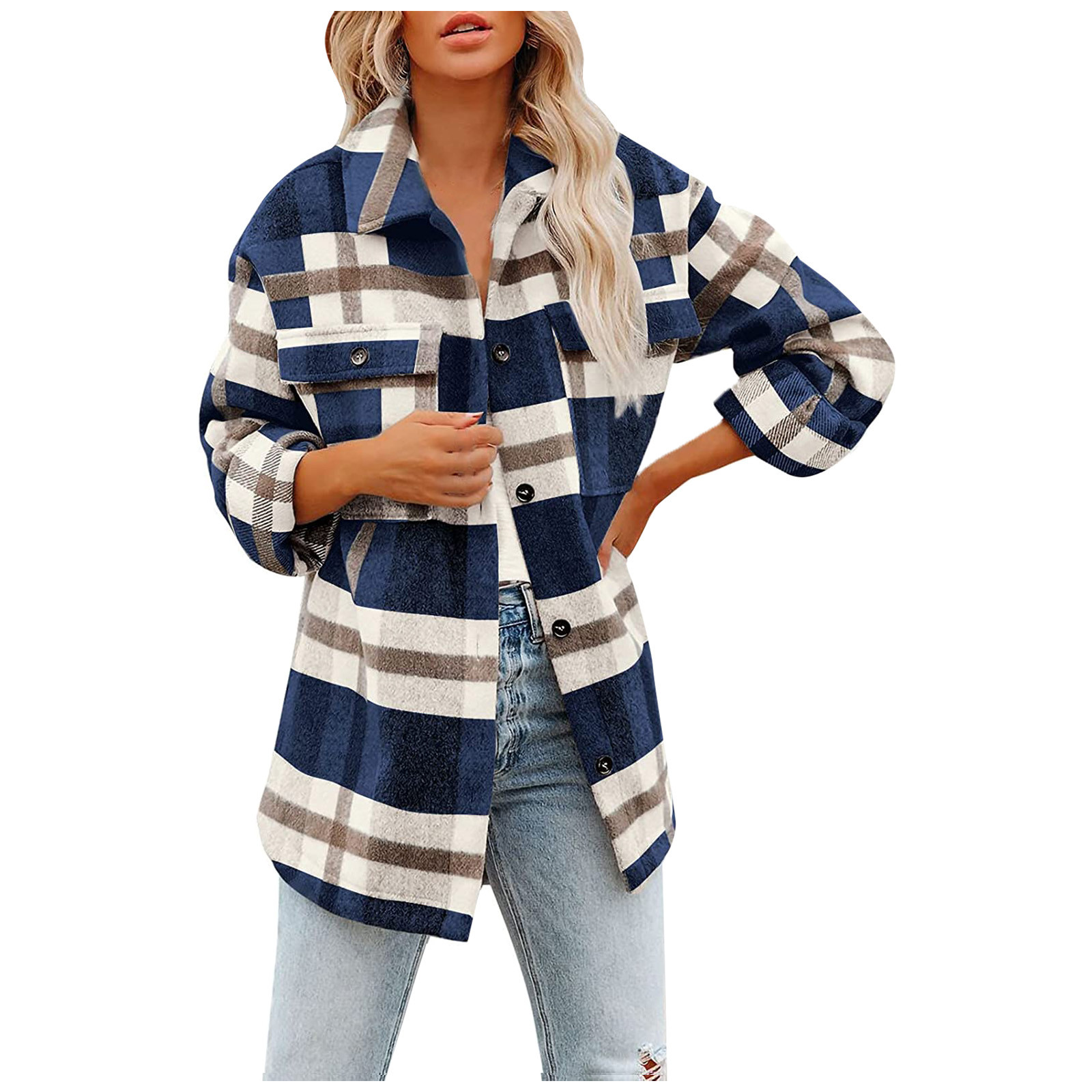 outono xadrez jaqueta feminina overshirt longo xadrez jaqueta mulher feminina manga longa casaco de inverno camisa jaqueta para feminino topos