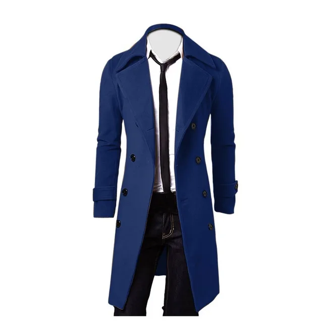 Gabardina larga de cuero sintético para hombre, abrigo clásico de color  negro con cuello vuelto, estilo informal, M-4XL de otoño e invierno -  AliExpress